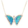 925 Sterling Silver Diamond Mini Baby Opal Butterfly Necklace