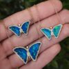 925 Sterling Silver Diamond Mini Baby Opal Butterfly Necklace - Image 2