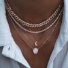 925 Sterling Silver Diamond Mini Crescent Moon Necklace - Image 2