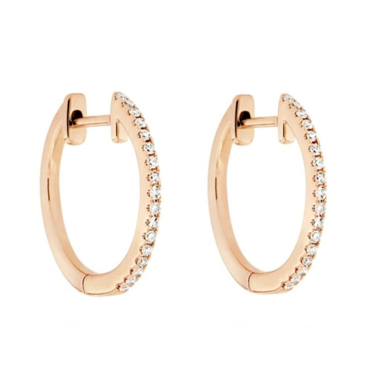 925 Sterling Silver Diamond Mini Hoop Earrings