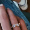 925 Sterling Silver Diamond Mini Organic Moonstone Band - Image 2