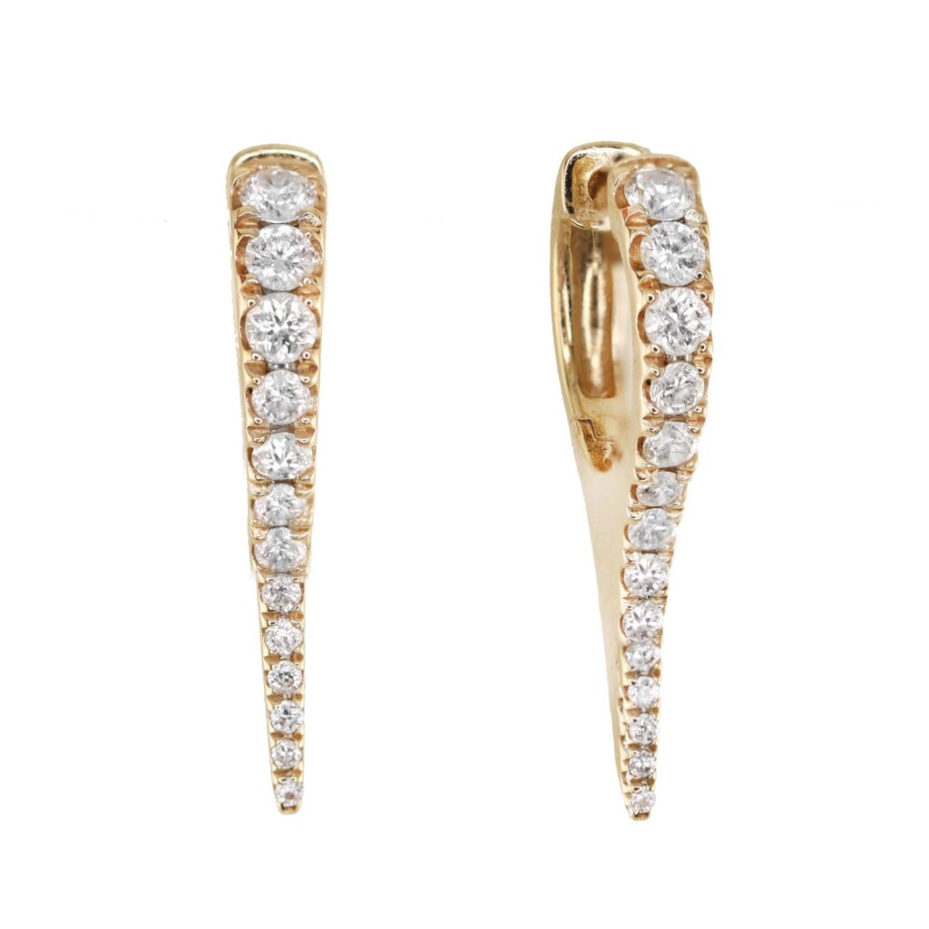 925 Sterling Silver Diamond Mini Spike Hoop