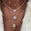 925 Sterling Silver Diamond Moonstone Halo Necklace - Image 2