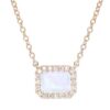 925 Sterling Silver Diamond Moonstone Halo Necklace - Image 3