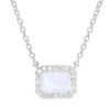 925 Sterling Silver Diamond Moonstone Halo Necklace - Image 4