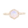 925 Sterling Silver Diamond Moonstone Hex Ring