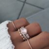 925 Sterling Silver Diamond Moonstone Hex Ring - Image 3