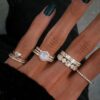 925 Sterling Silver Diamond Moonstone Hex Ring - Image 5