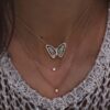 925 Sterling Silver Diamond Mother of Pearl Baby Butterfly Necklace - Image 3
