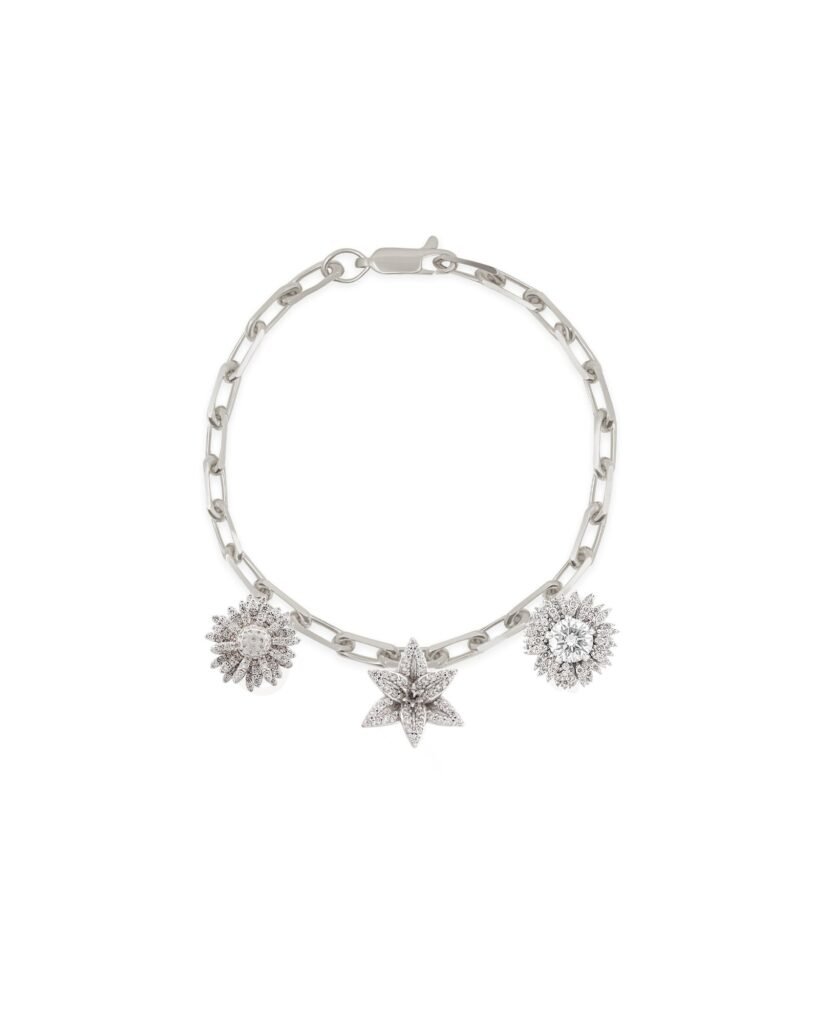 925 Sterling Silver Diamond Multi Charm Bracelet