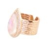 925 Sterling Silver Diamond Multi Hammered Band Teardrop Moonstone Ring - Image 2