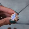925 Sterling Silver Diamond Multi Hammered Band Teardrop Moonstone Ring - Image 4