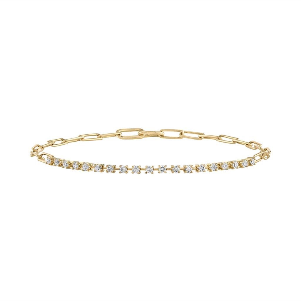 925 Sterling Silver Diamond Paperclip Bracelet