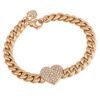 Heart link bracelet in sterling silver with pave detailing