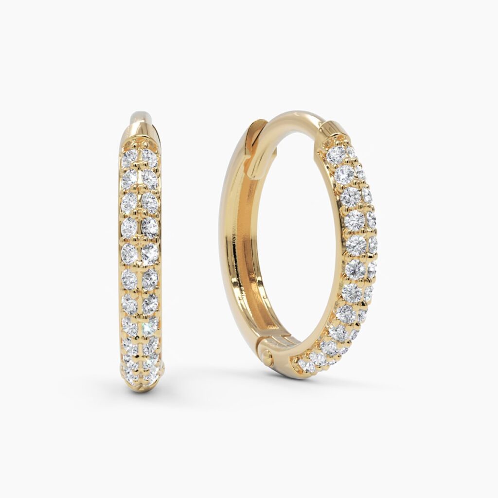 925 Sterling Silver Diamond Pave Huggie Earrings