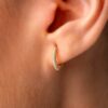 925 Sterling Silver Diamond Pave Huggie Earrings - Image 4