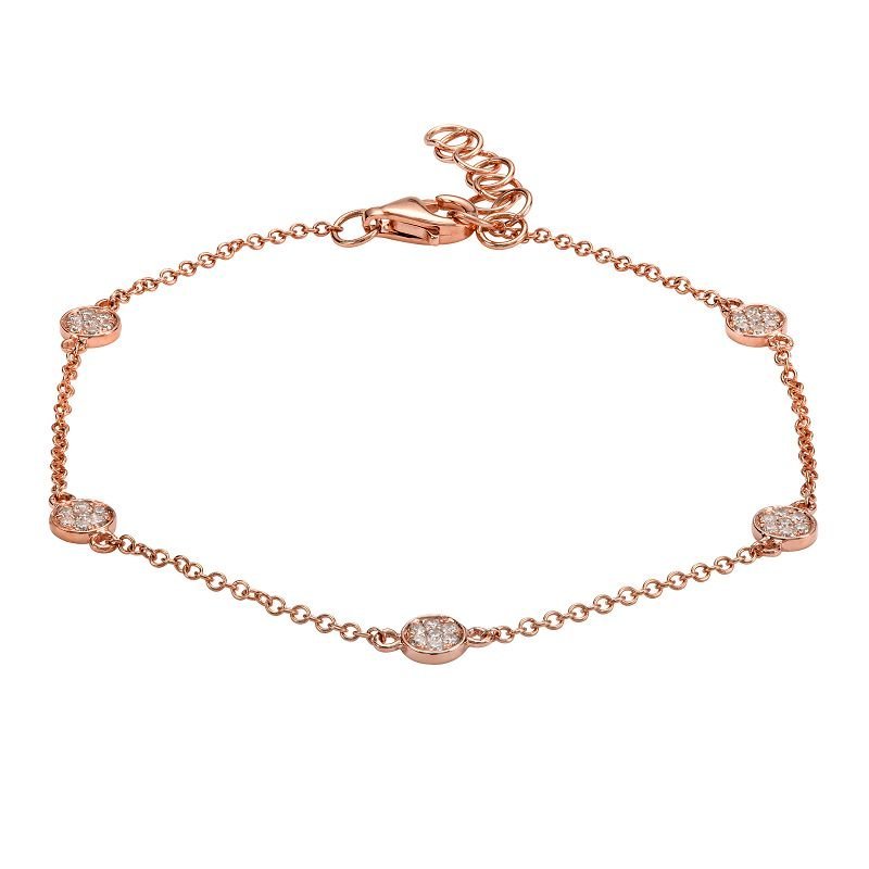 925 Sterling Silver Diamond Pave Rounds Bracelet