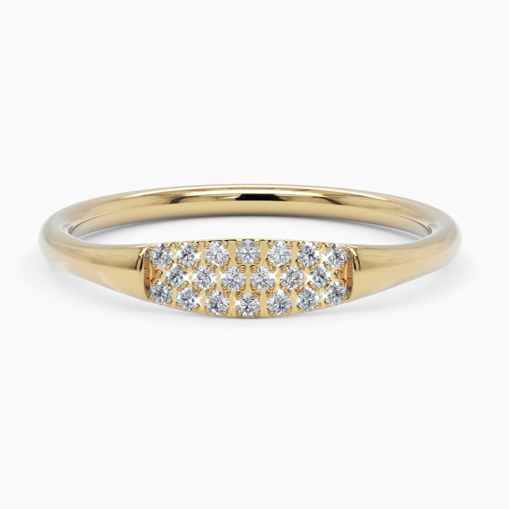 925 Sterling Silver Diamond Pave Signet Band
