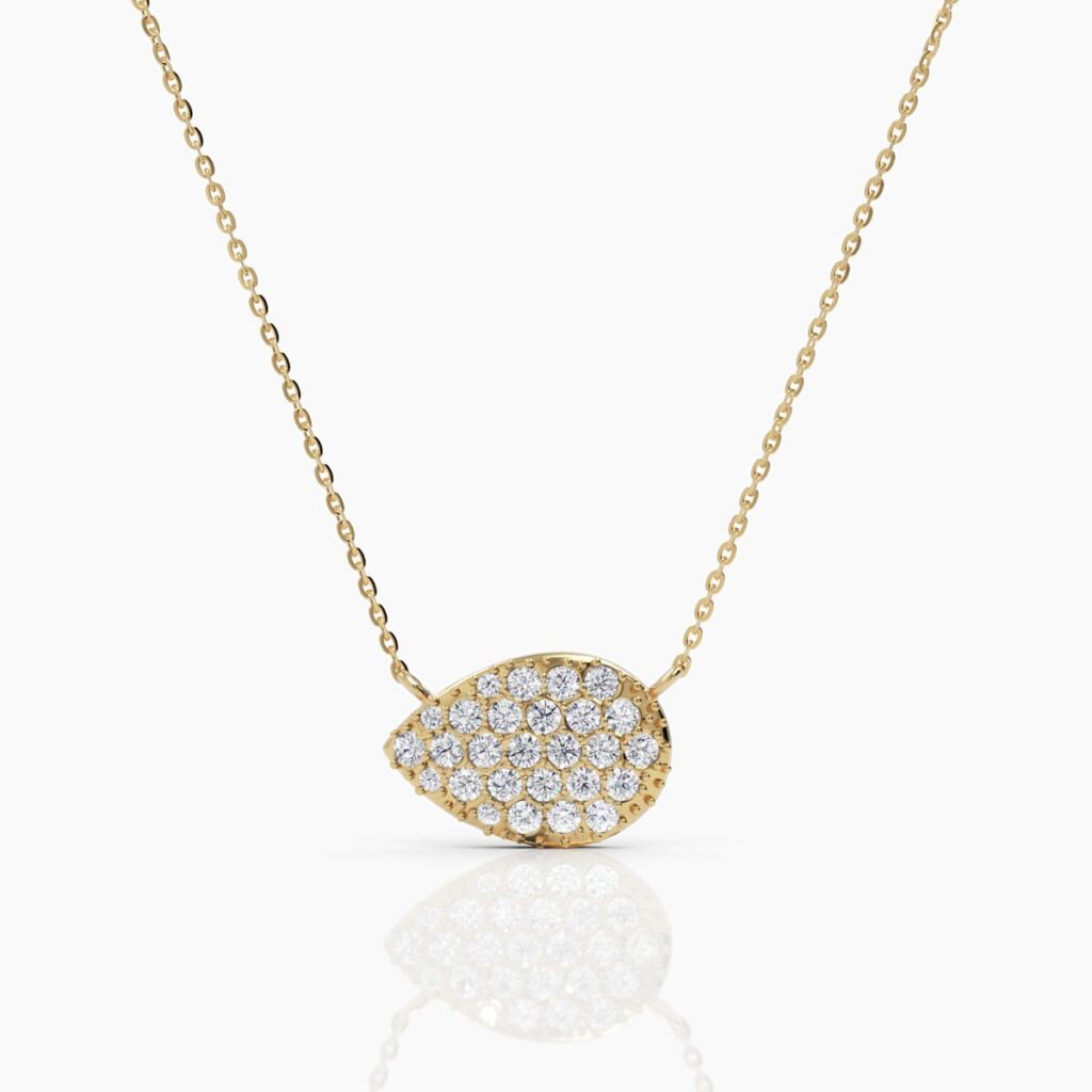 925 Sterling Silver Diamond Pear Pave Necklace
