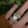 Sterling silver ring with pave CZ diamond accents