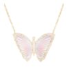 925 Sterling Silver Diamond Pink Mother of Pearl Baby Butterfly Necklace