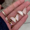 925 Sterling Silver Diamond Pink Mother of Pearl Baby Butterfly Necklace - Image 2