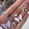 925 Sterling Silver Diamond Pink Mother of Pearl Baby Butterfly Necklace - Image 3
