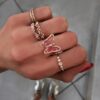 925 Sterling Silver Diamond Pink Tourmaline Butterfly Ring - Image 2