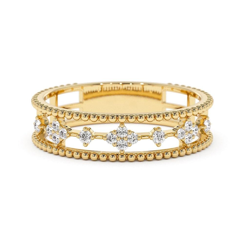 925 Sterling Silver Diamond Promise Ring Beaded Band