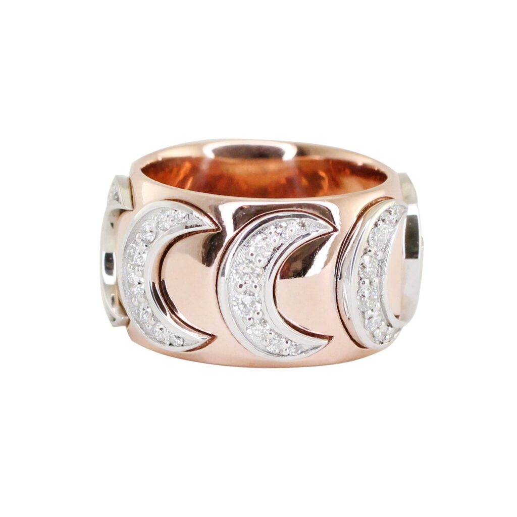925 Sterling Silver Diamond Queen of Crescents Ring