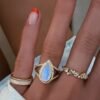 Gold-plated sterling silver ring with a teardrop moonstone design