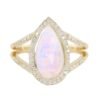 925 Sterling Silver Diamond Queen ring with a soft teardrop moonstone shape