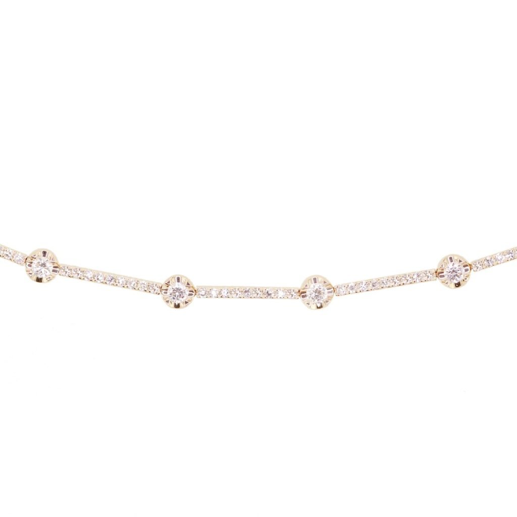 925 Sterling Silver Diamond Round Bezel Section Bracelet