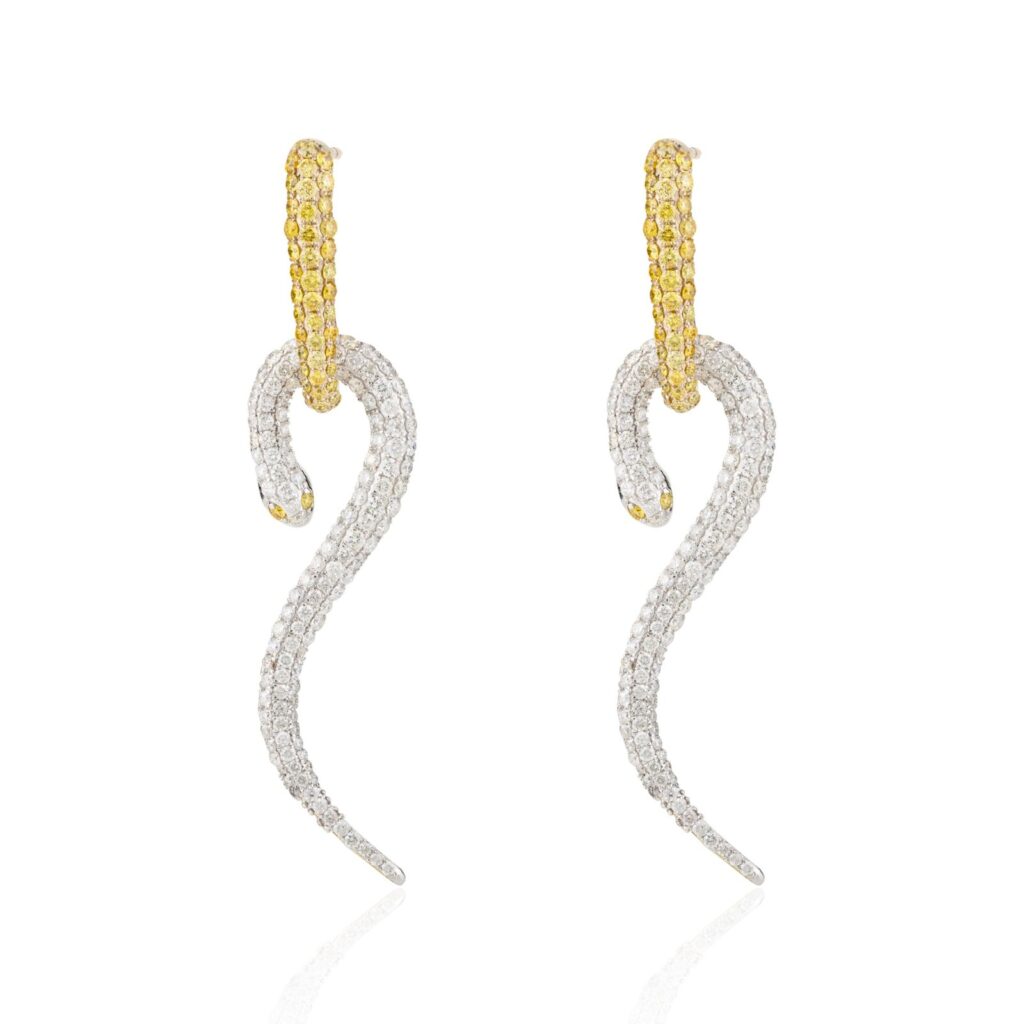 925 Sterling Silver Diamond Serpentine Earrings