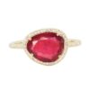 925 Sterling Silver Diamond Single Band Ruby Ring