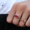 925 Sterling Silver Diamond Single Band Ruby Ring - Image 2