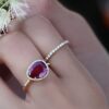 925 Sterling Silver Diamond Single Band Ruby Ring - Image 4