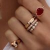 925 Sterling Silver Diamond Single Band Ruby Ring - Image 5