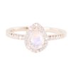 925 Sterling Silver Diamond Single Band Teardrop Moonstone Ring