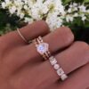 925 Sterling Silver Diamond Single Band Teardrop Moonstone Ring - Image 2