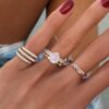 925 Sterling Silver Diamond Single Band Teardrop Moonstone Ring - Image 3