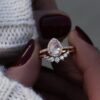 925 Sterling Silver Diamond Single Band Teardrop Moonstone Ring - Image 4