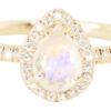 925 Sterling Silver Diamond Single Band Teardrop Moonstone Ring - Image 6