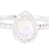 925 Sterling Silver Diamond Single Band Teardrop Moonstone Ring - Image 7