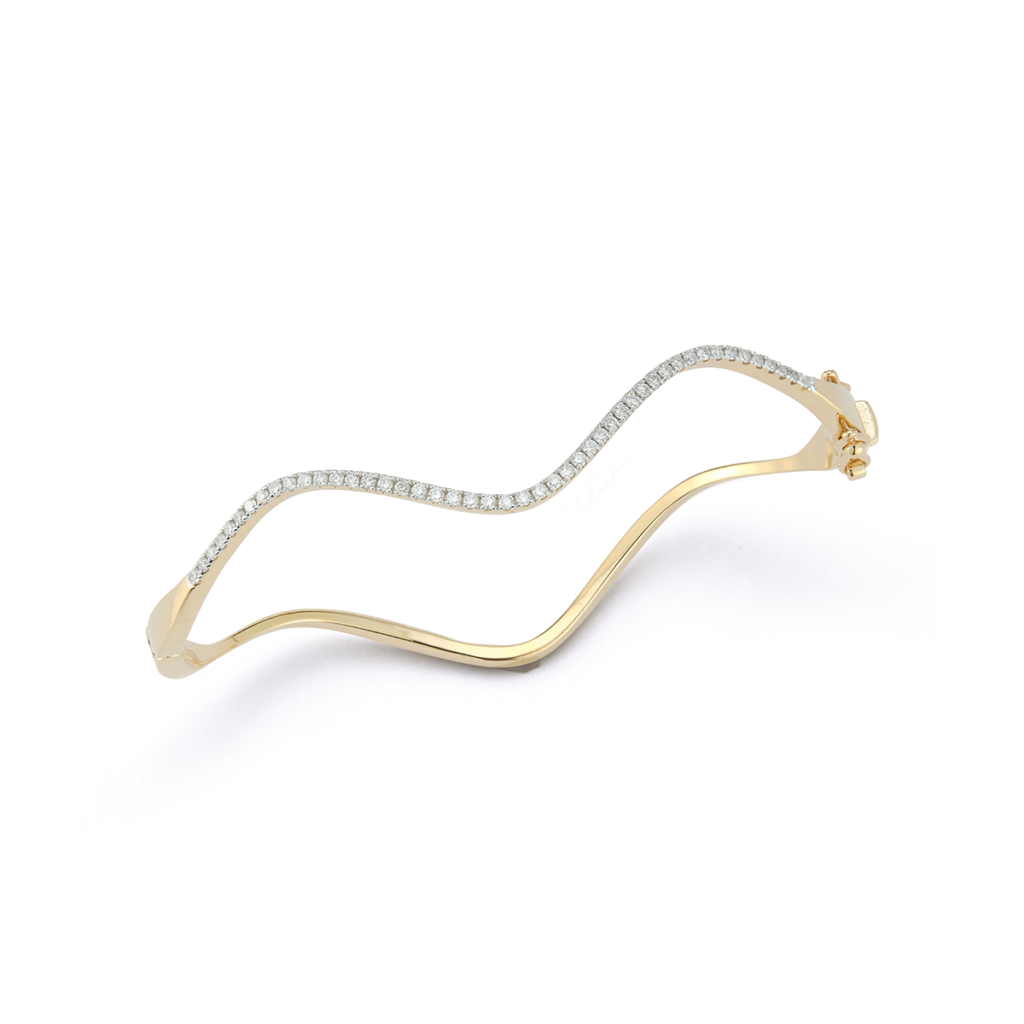 925 Sterling Silver Diamond Single Wave Bracelet