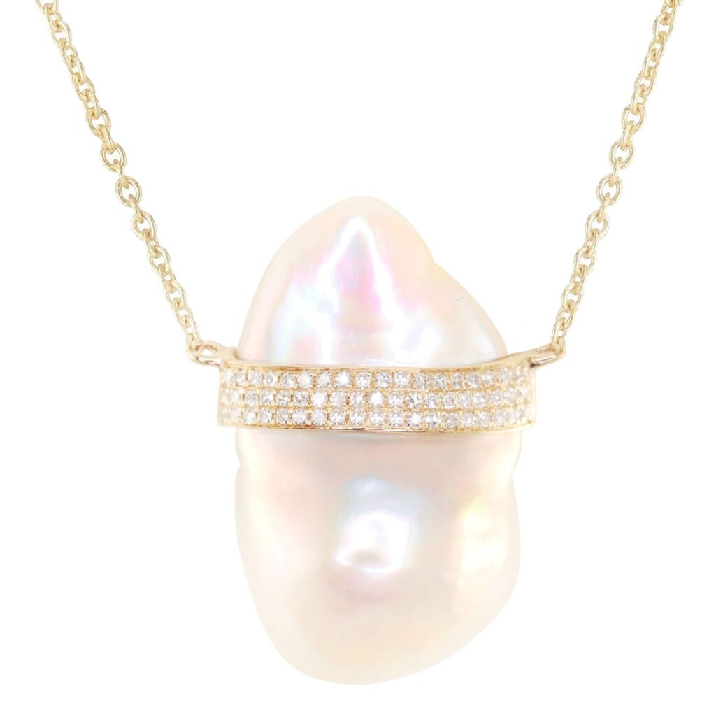 925 Sterling Silver Diamond Siren Pearl Necklace