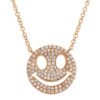 Sterling silver smiley face necklace with diamond accents