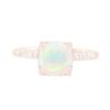 925 Sterling Silver Diamond Solitaire Cushion Opal Eternity Ring