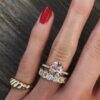 925 Sterling Silver Diamond Solitaire Oval Morganite Eternity Ring - Image 3
