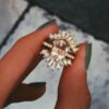 925 Sterling Silver Diamond Solitaire Oval Morganite Eternity Ring - Image 5